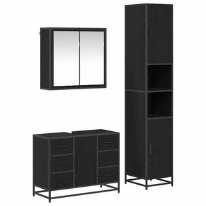 vidaXL Ensemble de mobilier de salle de bain 3 pcs Ch&ecirc;ne noir