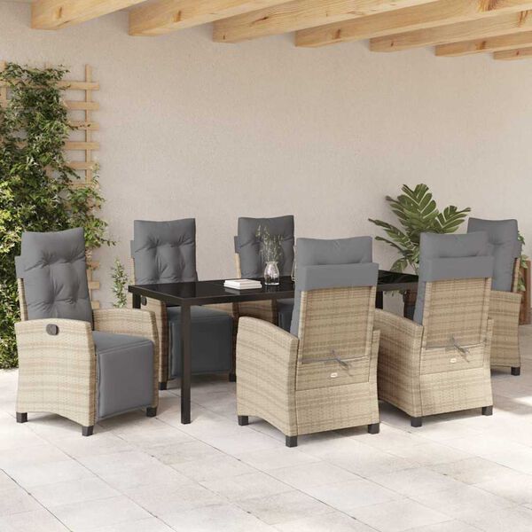 vidaXL Ensemble de salle &agrave; manger pour jardin 7 pcs Beige polyrotin