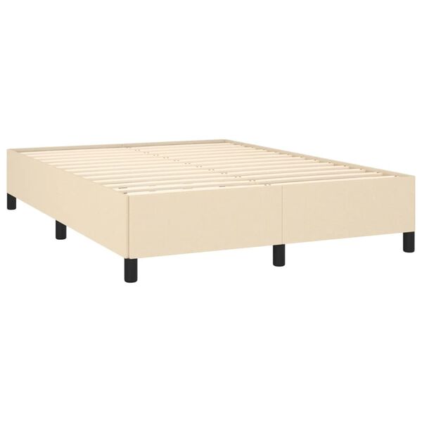 vidaXL Sommier &agrave; lattes de lit avec matelas Cr&egrave;me 140x190 cm Tissu