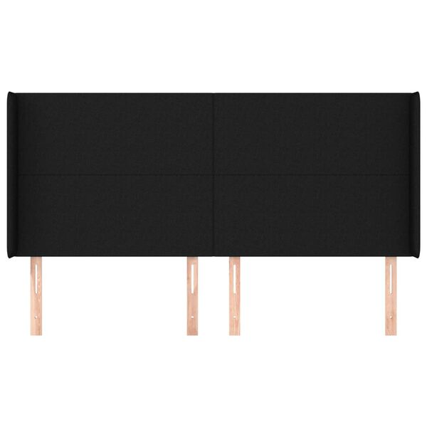 vidaXL T&ecirc;te de lit avec oreilles Noir 203x16x118/128 cm Tissu