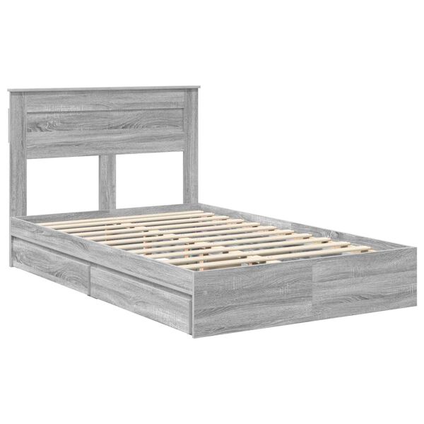 vidaXL Lit de Rangement Gris Sonoma 135 x 190 cm Bois d'ing&eacute;nierie