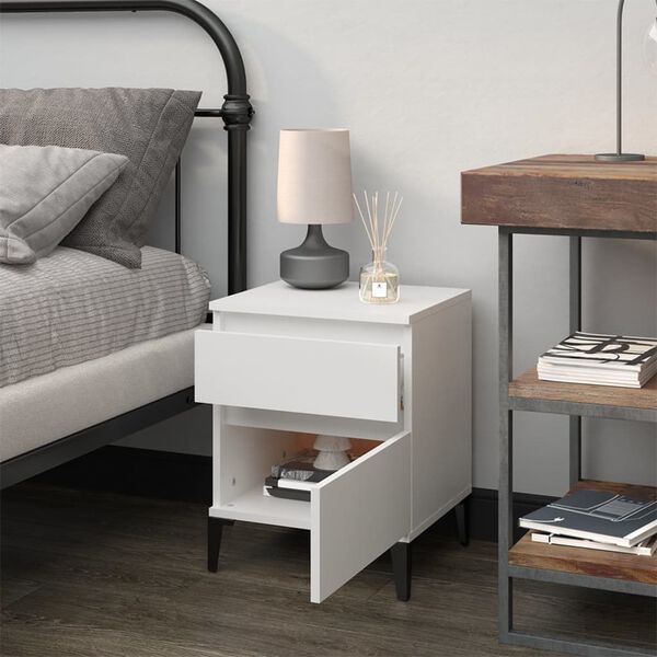 vidaXL Table de chevet Blanc 40x35x50 cm