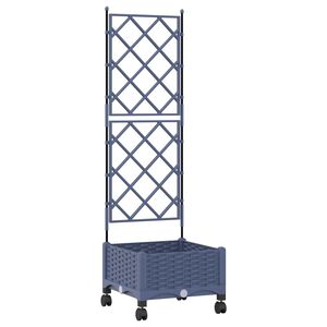 vidaXL Bac de jardin avec treillis et roues Gris 40 x 40 x 131,5 cm PP
