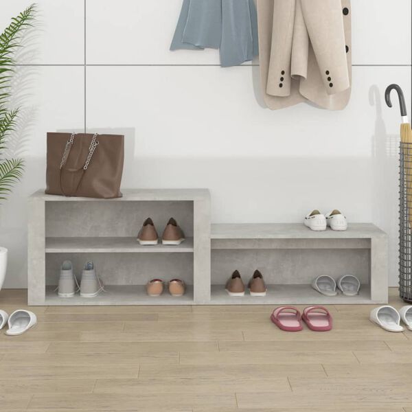 vidaXL Armoire &agrave; chaussures Gris b&eacute;ton 150x35x45 cm Bois d'ing&eacute;nierie