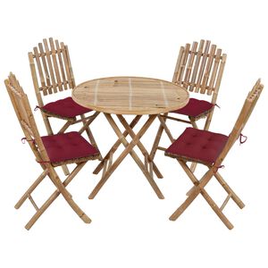 vidaXL Ensemble &agrave; manger d'ext&eacute;rieur pliable 5pcs avec coussins Bambou