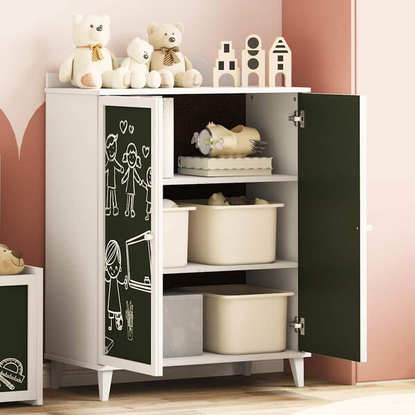 vidaXL Buffet avec Tableau Noir Blanc 80 x 40 x 110 cm