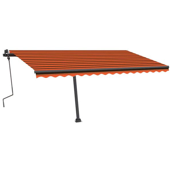 vidaXL Auvent manuel r&eacute;tractable avec LED 450x300 cm Orange et marron