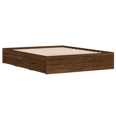 vidaXL Cadre de lit avec tiroirs sans matelas chêne marron 150x200 cm