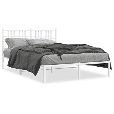 vidaXL Cadre de lit métal sans matelas et tête de lit blanc 120x190 cm