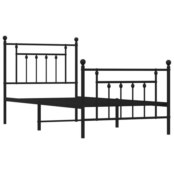 vidaXL Cadre de lit m&eacute;tal sans matelas avec pied de lit noir 90x200 cm