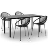 vidaXL Ensemble &agrave; manger de jardin 5 pcs Noir Rotin PVC