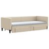 vidaXL Lit de jour avec gigogne et tiroirs cr&egrave;me 80x200 cm tissu