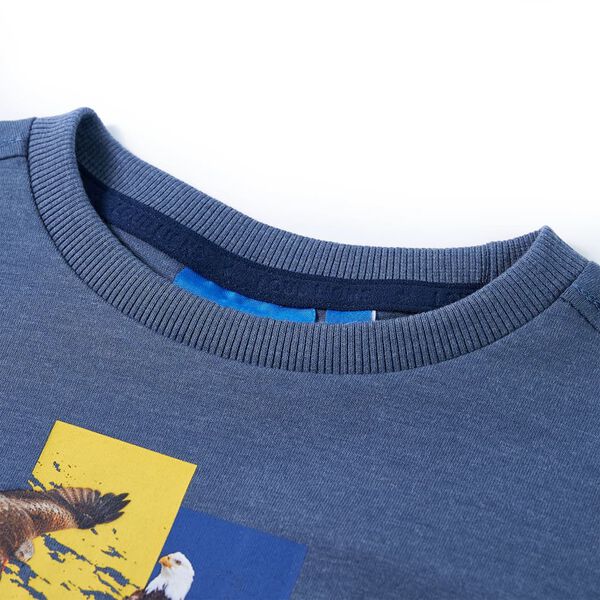 T-shirt enfants manches longues m&eacute;lange bleu 140