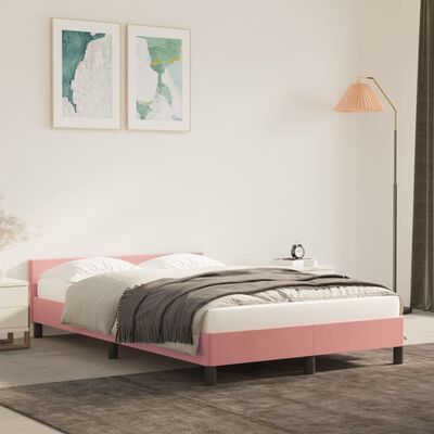 vidaXL Cadre de lit avec tête de lit rose 120x190 cm velours