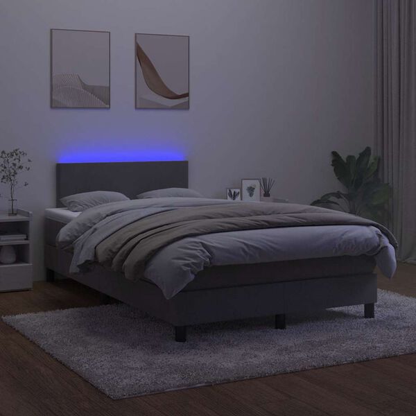 vidaXL Sommier &agrave; lattes de lit avec matelas LED gris fonc&eacute; 120x190 cm