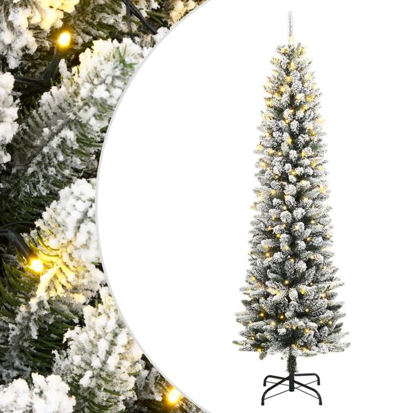 vidaXL Sapin de Noël artificiel 300 LED et neige floquée 180 cm