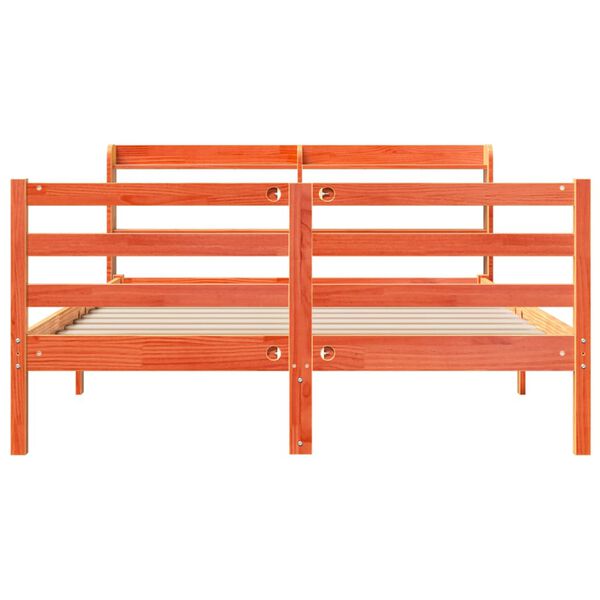 vidaXL Cadre de lit sans matelas cire marron 135x190cm bois pin massif
