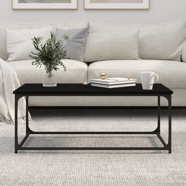 vidaXL Table basse Noir 102x50x40 cm Bois d'ing&eacute;nierie et fer