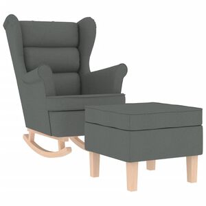 vidaXL Chaise &agrave; bascule avec repose-pied Gris fonc&eacute; Tissu