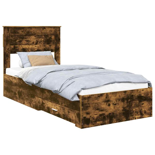vidaXL Cadre de lit Ch&ecirc;ne fum&eacute; 100 x 200 cm Bois d'ing&eacute;nierie