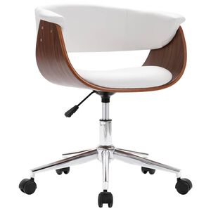 vidaXL Chaise pivotante &agrave; manger Blanc Bois courb&eacute; et similicuir