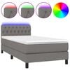 vidaXL Sommier &agrave; lattes de lit avec matelas et LED Gris fonc&eacute; 90x190cm