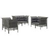 vidaXL Salon de jardin 6 pcs avec coussins Gris R&eacute;sine tress&eacute;e
