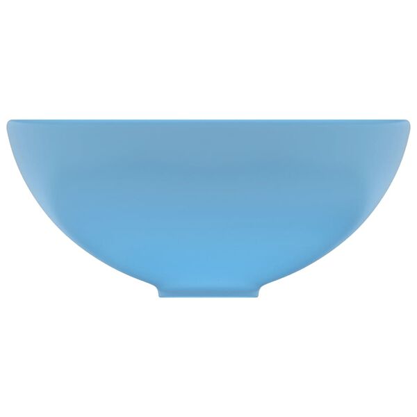 vidaXL Lavabo rond de salle de bain Bleu clair mat 32,5x14cm Céramique