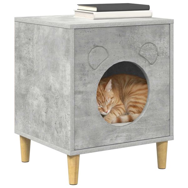 vidaXL Maison pour chat B&eacute;ton 42,5 x 40 x 53 cm Bois d'ing&eacute;nierie