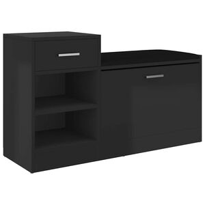 vidaXL Banc &agrave; chaussures Noir brillant 94,5x31x57 cm Agglom&eacute;r&eacute;