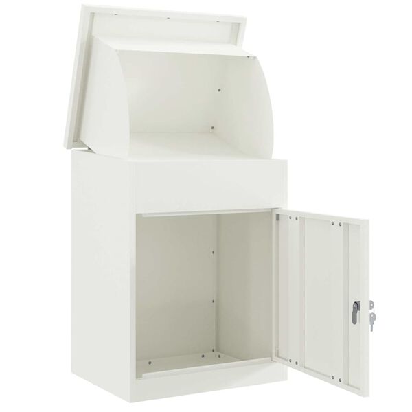 vidaXL Bo&icirc;te de d&eacute;p&ocirc;t de colis Blanc 47,5 x 38 x 59 cm Acier