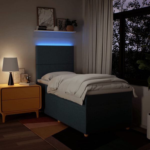 vidaXL Sommier &agrave; lattes de lit avec matelas Bleu 100x200 cm Tissu