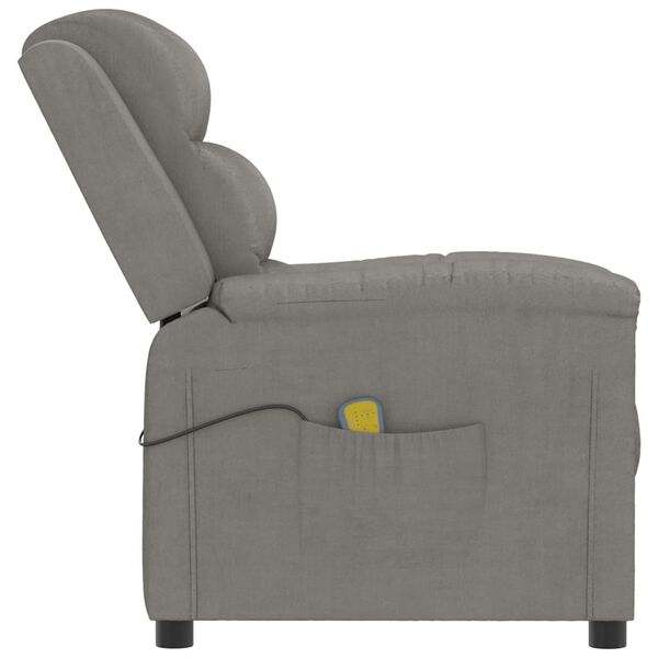 vidaXL Fauteuil de massage gris clair velours