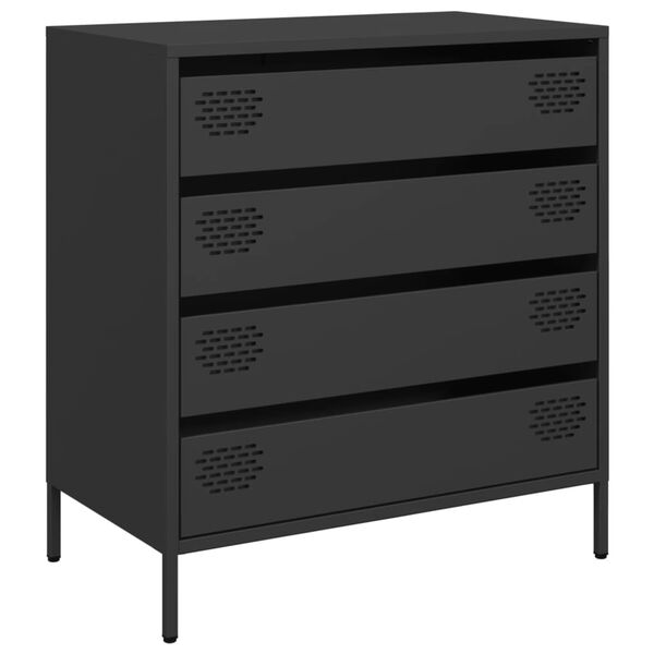 vidaXL Buffet noir 68x39x73,5 cm acier lamin&eacute; &agrave; froid