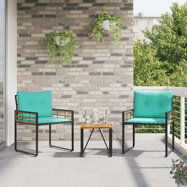 vidaXL Ensemble de meubles d'ext&eacute;rieur avec coussin 3 pcs Turquoise