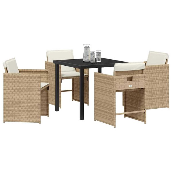 vidaXL Ensemble de salle &agrave; manger pour jardin 5 pcs Beige polyrotin
