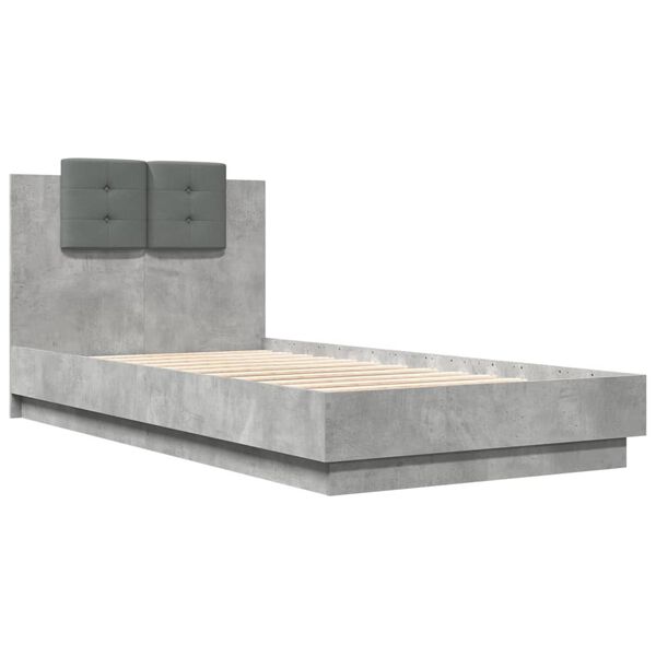 vidaXL Cadre de lit sans matelas gris b&eacute;ton 75x190 cm