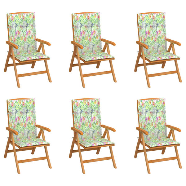 vidaXL Chaises inclinables de jardin et coussins lot de 6 Teck solide