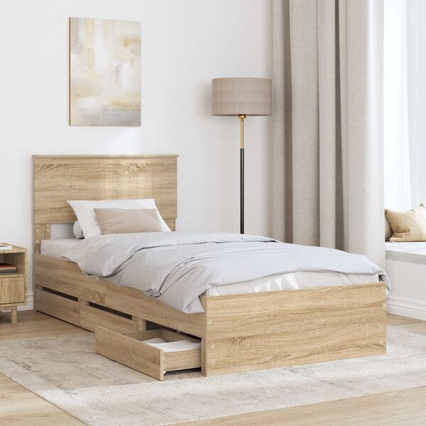 vidaXL Cadre de lit Ch&ecirc;ne Sonoma 90 x 200 cm Bois Ing&eacute;nierie