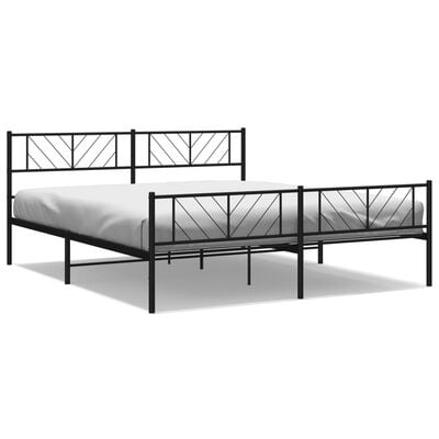 vidaXL Cadre de lit métal sans matelas avec pied de lit noir 193x203cm