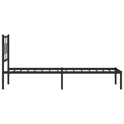 vidaXL Cadre de lit métal sans matelas avec tête de lit noir 90x200 cm