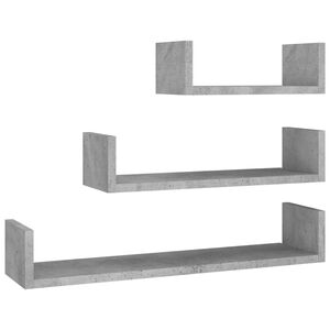 vidaXL &Eacute;tag&egrave;res murales 3 pcs Gris b&eacute;ton Bois d'ing&eacute;nierie