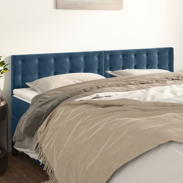 vidaXL T&ecirc;tes de lit 2 pcs Bleu fonc&eacute; 90x5x78/88 cm Velours
