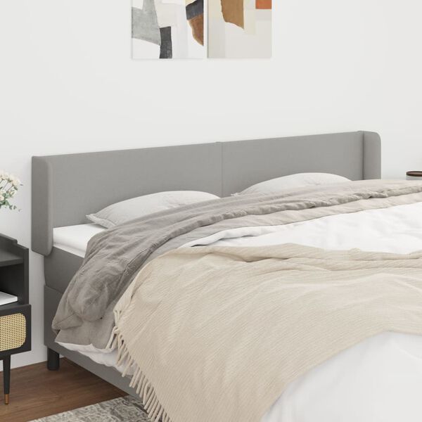 vidaXL T&ecirc;te de lit avec oreilles Gris clair 203x16x78/88 cm Tissu