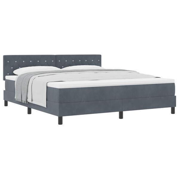 vidaXL Lit &agrave; ressorts avec matelas Gris fonc&eacute; 180 x 200 cm Velours