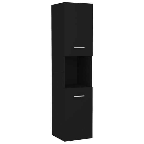 vidaXL Ensemble de meubles de salle de bain Noir Agglom&eacute;r&eacute;