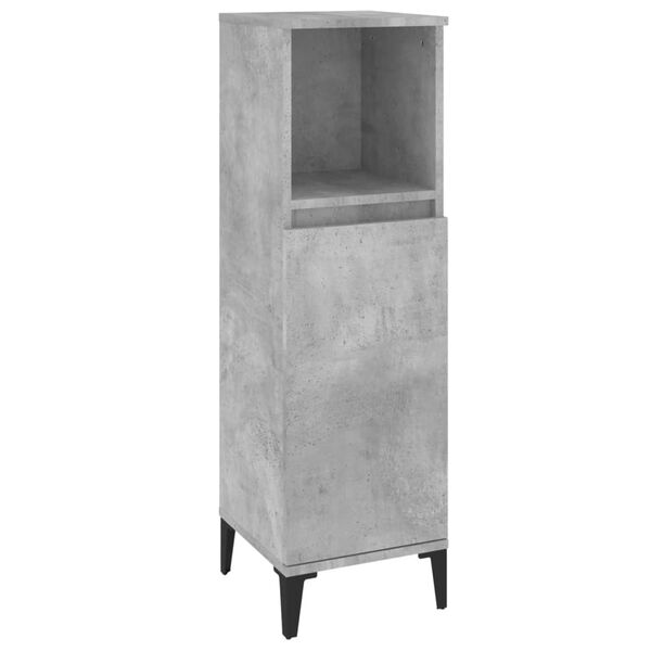 vidaXL Armoire de salle de bain gris béton 30x30x100 cm