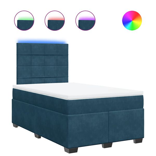 vidaXL Sommier &agrave; lattes de lit et matelas bleu 120x190 cm velours