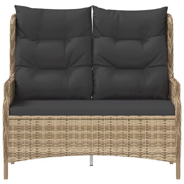 vidaXL Banc de jardin &agrave; 2 places avec coussins Marron R&eacute;sine tress&eacute;e