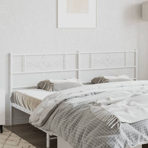 vidaXL Tête de lit métal blanc 200 cm